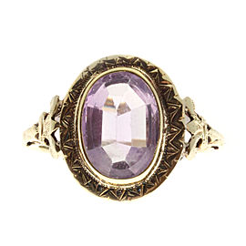 14K Yellow Gold with Amethyst Oval Ring Size 5.25