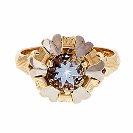 Vintage 18k Rose & White Gold Aquamarine Ring Size 7.75