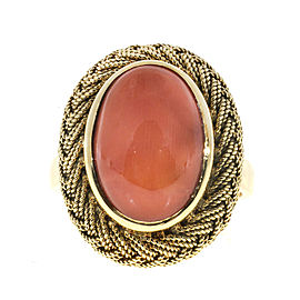 18K Yellow Gold with Coral Wire Ring Size 5.75