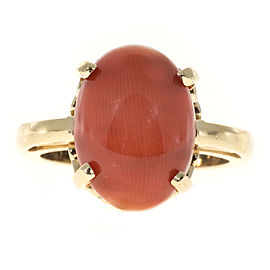 14K Yellow Gold with Coral Ring Size 6