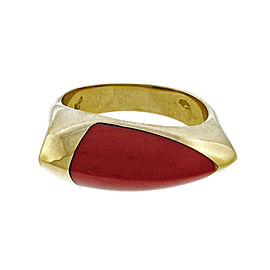18K Yellow Gold with Coral Ring Size 6.5