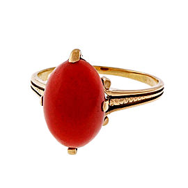 14k Rose Gold 1890 Red Coral Ring Size 9.25