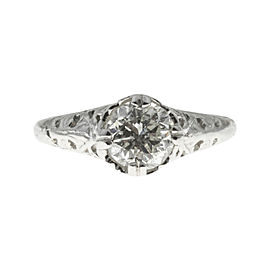Vintage Platinum with 1.16ct Old European Cut Diamond Hand Pierced Ring Size 5.5