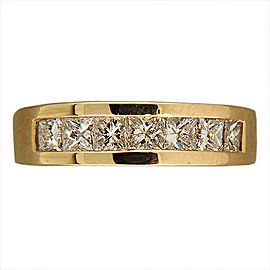 Vintage 14k Yellow Gold Channel Set Diamond Princess Cut Ring Size 5