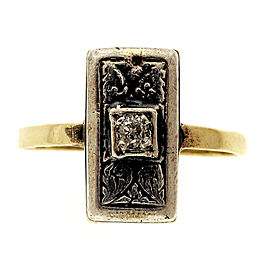 Antique Victorian 14k Rose Gold Silver Top Ring .06ct European Cut Diamond