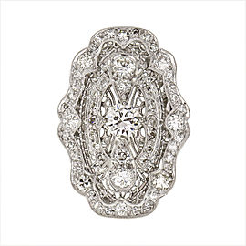 Vintage Art Deco Filigree Diamond Ring Platinum White Gold Bottom