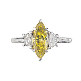 Peter Suchy GIA Certified .96 Carat Yellow Diamond Platinum Engagement Ring