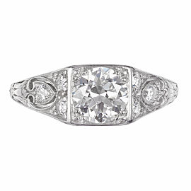 EGL Certified .80 Carat Diamond Platinum Edwardian Art Deco Engagement Ring