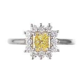 Peter Suchy GIA Certified .55 Carat Yellow Diamond Platinum Engagement Ring