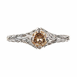 GIA Certified .54 Carat Light Brown Diamond Platinum Ring