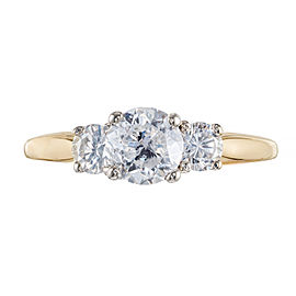 EGL Certified 1.40 Carat Diamond Gold Three-Stone Engagement Ring