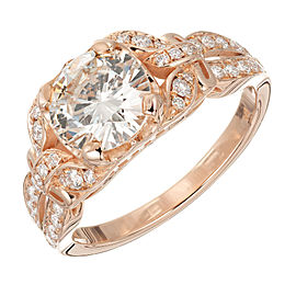 Peter Suchy GIA Certified 1.41 Carat Diamond Rose Gold Engagement Ring