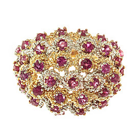 Midcentury 1.70 Carat Ruby Yellow White Gold Dome Cocktail Ring