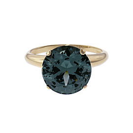6.86ct Blue Zircon 14k Yellow Gold Solitaire Ring