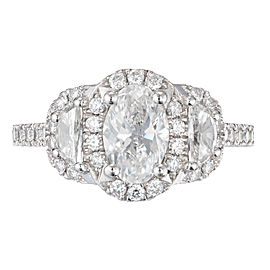 Peter Suchy Platinum Oval Half Moon Triple Halo Diamond Engagement Ring Size