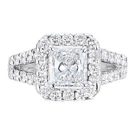 Peter Suchy GIA Certified 1.53 Carat Diamond Platinum Halo Engagement Ring