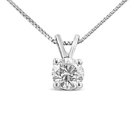 14K White Gold 1/4 Cttw Round Cut Lab Grown White Diamond 4-Prong Solitaire Pendant Necklace (F-G Color, VS2-SI1 Clarity) - 18"