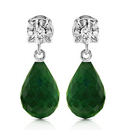 17.66 CTW 14K Solid White Gold Stud Earrings Diamond Emerald