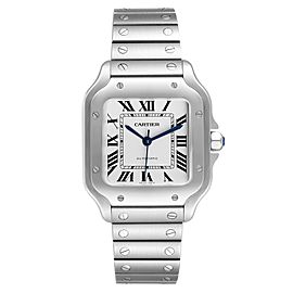 Cartier Santos Silver Dial Medium Steel Mens Watch