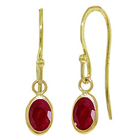 1 CTW 14K Solid Gold Fish Hook Earrings Natural Ruby