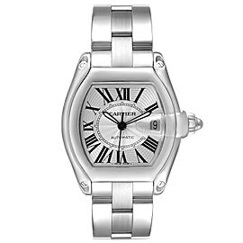 Cartier Roadster Silver Dial Large Steel Mens Watch