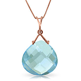 14K Solid Rose Gold Necklace with Checkerboard Cut Blue Topaz