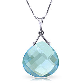 8.5 CTW 14K Solid White Gold Instrument Of A Giver Blue Topaz Necklace