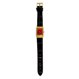 Hamilton 14K Yellow Gold Strap Red Dial 23mm Womens Watch 1950