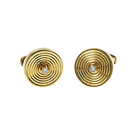 18k Yellow Gold Diamond Estate Button Style Cuff Links