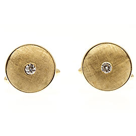 Estate Designer Larter & Sons 1940â€™S Diamond Round Concave 14k Gold Cuff Links
