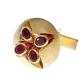Peter Suchy 18K Yellow Gold with Ruby Cuff Link Shirt Stud Set