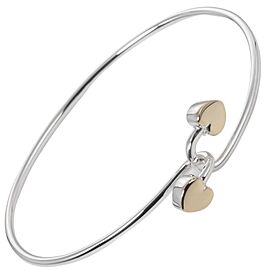 Tiffany & Co 925 Silver /18K Gold Double heart combination Bracelet LXNK-1056