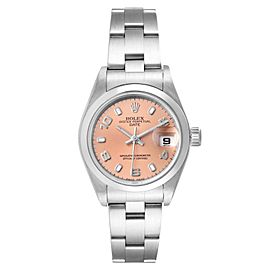 Rolex Date 26 Salmon Dial Domed Bezel Steel Ladies Watch