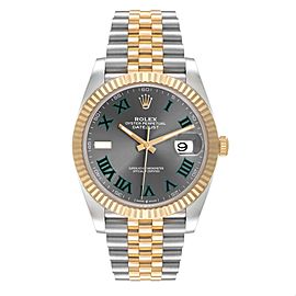 Rolex Datejust 41 Steel Yellow Gold Wimbledon Dial Mens Watch