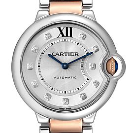 Cartier Ballon Bleu Midsize 36 Steel Rose Gold Diamond Ladies Watch