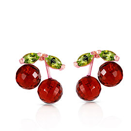 14K Solid Rose Gold Earrings with Garnets & Peridots