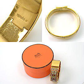 Hermes Gold Tone Metal Bangle Bracelet