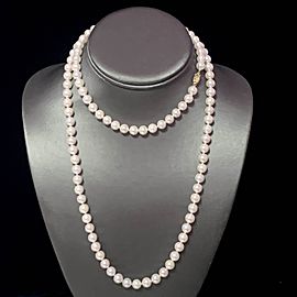 Akoya Pearl Necklace 14k Gold 34" 7.5 mm Certified $3,950