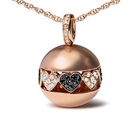 18K Rose Gold 3/8 Cttw Black and White Diamond Ball with Filigree Heart and Cluster Design 18" Pendant Necklace (Black and G-H Color, SI1-SI2 Clarity)