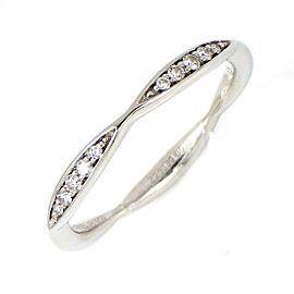 CHANEL 950 Platinum Camellia Half Eternity Diamond Ring US 7.5 LXWBJ-654