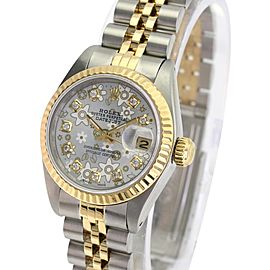 Silver Lady Datejust Flower Diamond Dial Fluted Bezel 26mm-quick Watch