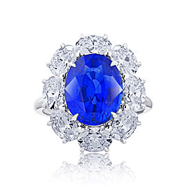David Gross Oval Blue Sapphire and Diamond Ring