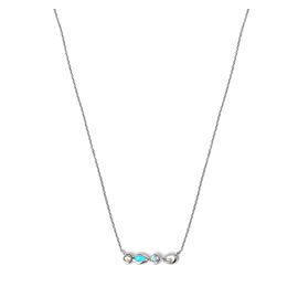 Anzie Sterling Silver Turquoise, Swiss Blue Topaz, White Topaz, Moonstone Necklace