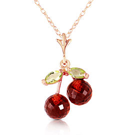 14K Solid Rose Gold Necklace with Garnets & Peridots