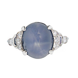 Art Deco Lambert Brothers Star Sapphire Ring Platinum Diamond