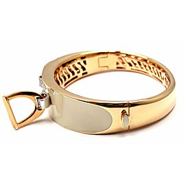 Roberto Coin Cheval Stirrup 18k Gold Diamond Enamel Bangle Bracelet