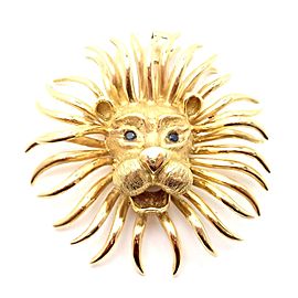 Vintage Cartier Lion 18k Yellow Gold Sapphire Large Brooch Pin Pendant