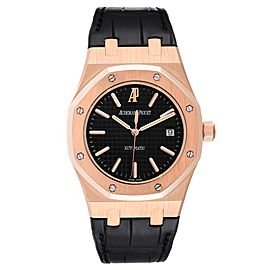 Audemars Piguet Royal Oak 18k Rose Gold Black Dial Watch