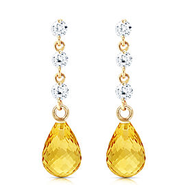 3.3 CTW 14K Solid Gold Queenie Citrine Diamond Earrings
