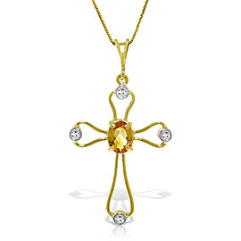 0.57 CTW 14K Solid Gold Faith Citrine Diamond Necklace